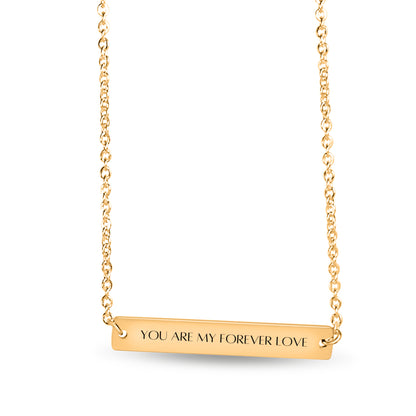 Forever Love Necklace - Horizontal Bar Pendant-Dainty Jewelry for Her in Gold, Stainless Steel & Rose Gold - Perfect Gift for All Occasions