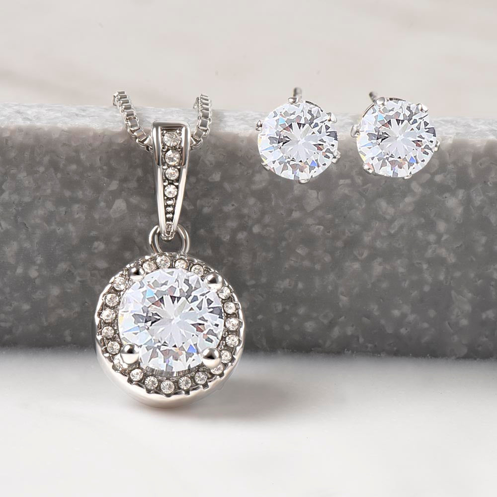 My Soul Found Yours-Eternal Hope Cushion Cut Necklace + Clear CZ Earrings