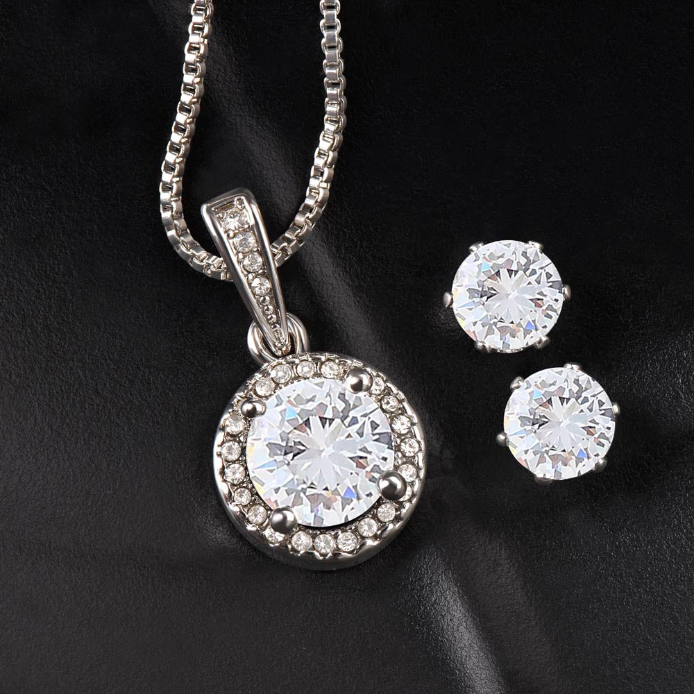 My Soul Found Yours-Eternal Hope Cushion Cut Necklace + Clear CZ Earrings