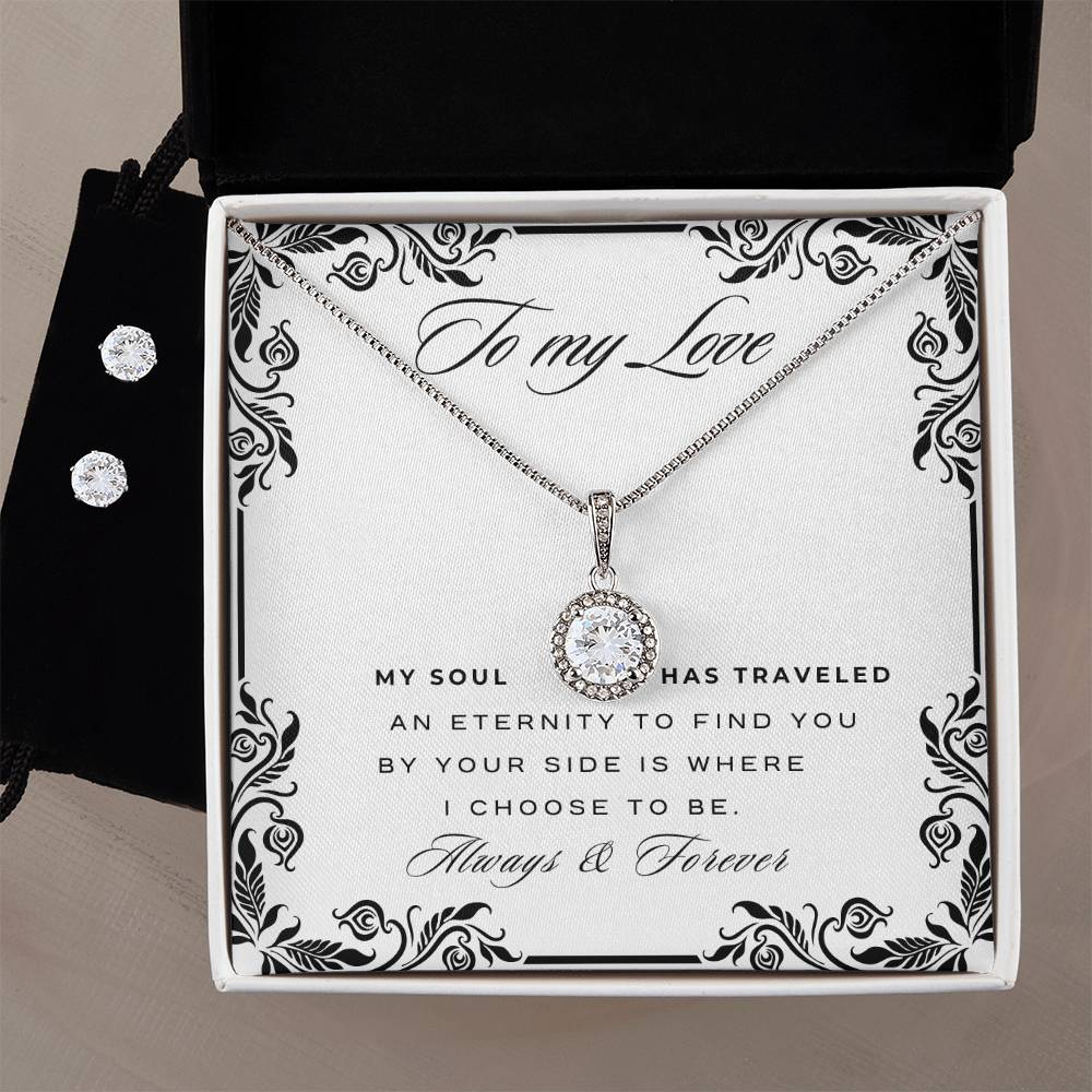 My Soul Found Yours-Eternal Hope Cushion Cut Necklace + Clear CZ Earrings